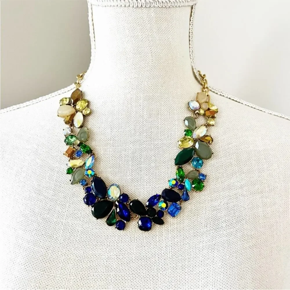 J.Crew matching ombre necklace earrings rhinestone set ombré